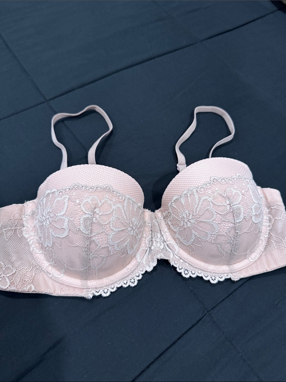 Maidenform  Lace Push-Up Bra - Pale Pink